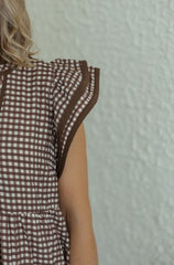 Entro Brown Gingham Midi Dress
