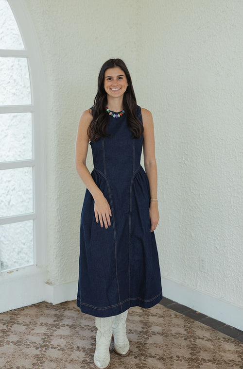 THML Sleeveless Denim Midi Dress