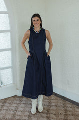 THML Sleeveless Denim Midi Dress