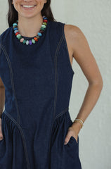 THML Sleeveless Denim Midi Dress