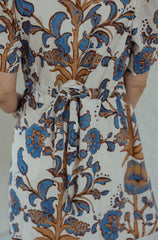 The Hannah Blue and Orange Floral Tie Back Dress