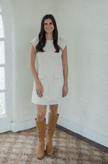 THML Cream Faux Suede Mini Dress