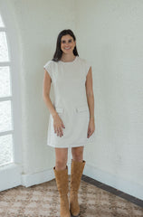 THML Cream Faux Suede Mini Dress