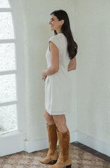 THML Cream Faux Suede Mini Dress