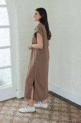 Entro Mocha Brown Collar Maxi Dress