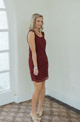 The Addy Wine Eyelet Mini Dress