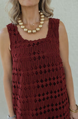 The Addy Wine Eyelet Mini Dress