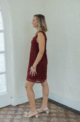 The Addy Wine Eyelet Mini Dress