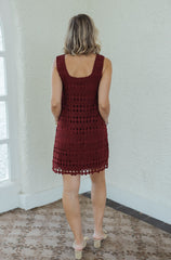 The Addy Wine Eyelet Mini Dress