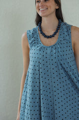 Karlie Denim Polka Dot Scoop Maxi Dress