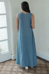 Karlie Denim Polka Dot Scoop Maxi Dress