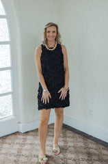 Joy*Joy Black Flowers Sleeveless Dress