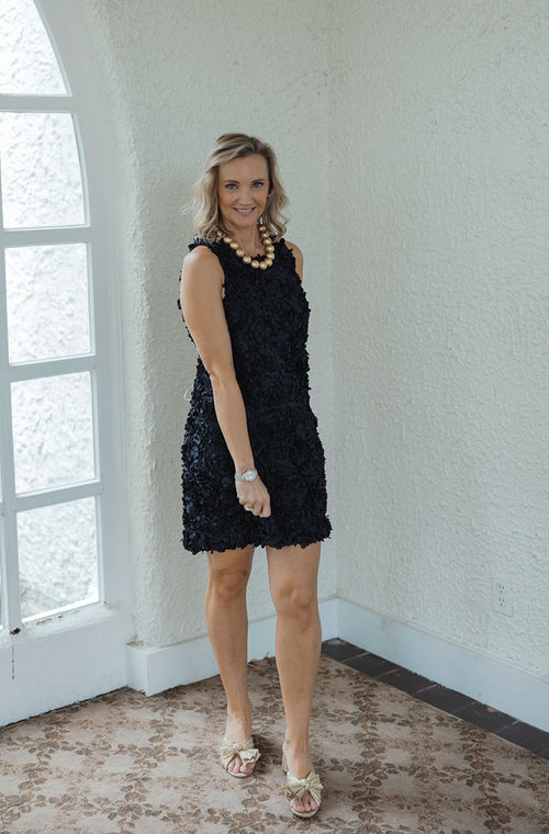 Joy*Joy Black Flowers Sleeveless Dress