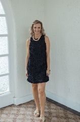Joy*Joy Black Flowers Sleeveless Dress