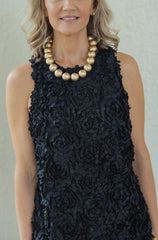 Joy*Joy Black Flowers Sleeveless Dress