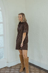 THML Faux Suede Cheetah Shift Mini Dress