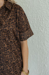 THML Faux Suede Cheetah Shift Mini Dress