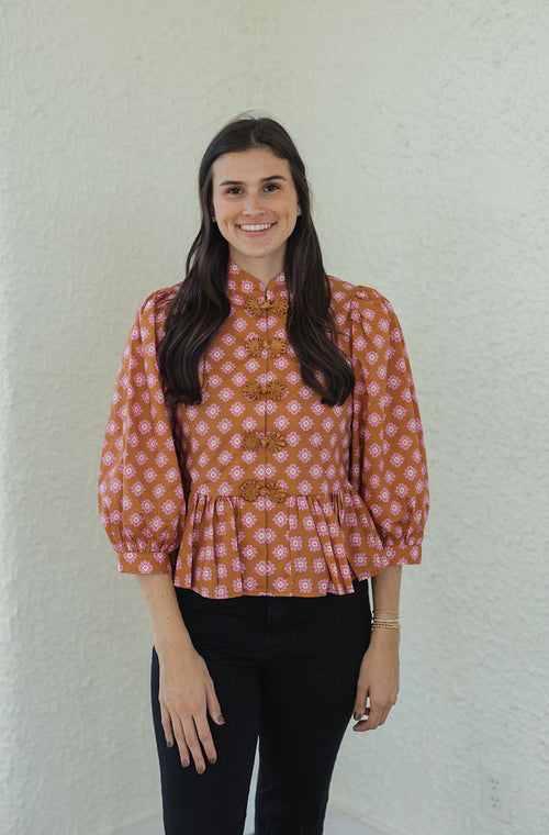 Entro Pink Floral Peplum Top