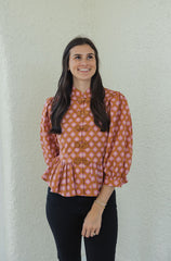 Entro Pink Floral Peplum Top