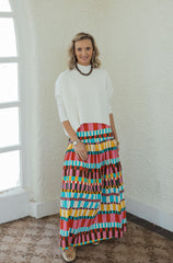 Karlie Multi Color Drop Waist Maxi Skirt