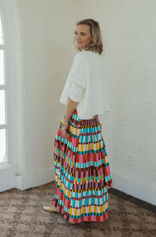 Karlie Multi Color Drop Waist Maxi Skirt