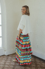 Karlie Multi Color Drop Waist Maxi Skirt