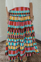 Karlie Multi Color Drop Waist Maxi Skirt
