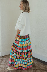 Karlie Multi Color Drop Waist Maxi Skirt