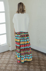 Karlie Multi Color Drop Waist Maxi Skirt