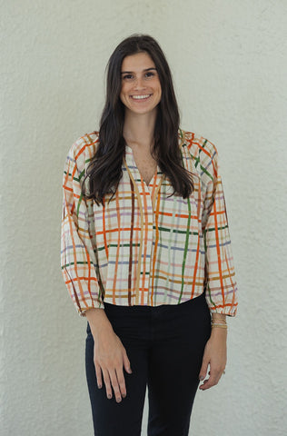 Karlie Stripe Floral Scalloped Collar Novelty Top
