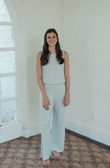 Z-Supply Dawn Smocked Rib Pant in Aqua Cloud