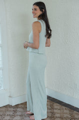 Z-Supply Dawn Smocked Rib Pant in Aqua Cloud