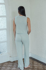 Z-Supply Dawn Smocked Rib Pant in Aqua Cloud