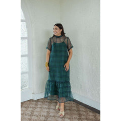 8-28-boutique:Entro,Entro Green Plaid Slip Maxi Dress,Dress