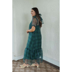 8-28-boutique:Entro,Entro Green Plaid Slip Maxi Dress,Dress