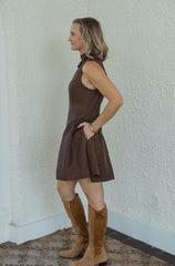 The Ashland Brown Tweed Sleeveless Mini Dress