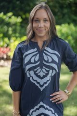 The Lori Navy Embroidered Mini Dress