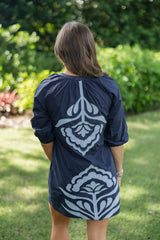 The Lori Navy Embroidered Mini Dress