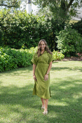 Emily McCarthy Sarah Corduroy Dress in Cardamom