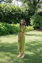 Emily McCarthy Sarah Corduroy Dress in Cardamom