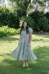 Karlie Kiki Stripe Floral Tiered Maxi Dress