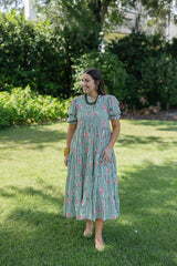 Karlie Kiki Stripe Floral Tiered Maxi Dress