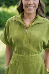 Emily McCarthy Sarah Corduroy Dress in Cardamom