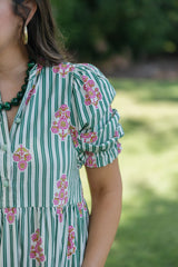 Karlie Kiki Stripe Floral Tiered Maxi Dress