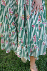 Karlie Kiki Stripe Floral Tiered Maxi Dress