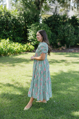 Karlie Kiki Stripe Floral Tiered Maxi Dress