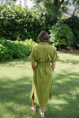 Emily McCarthy Sarah Corduroy Dress in Cardamom