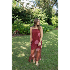 8-28-boutique:TCEC,The Kaitlin Polka Dot Sheer Overlay Maxi Dress in Cranberry,Dress
