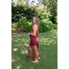 8-28-boutique:TCEC,The Kaitlin Polka Dot Sheer Overlay Maxi Dress in Cranberry,Dress