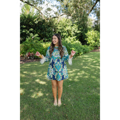 8-28-boutique:TCEC,The Taylor Paisley Print Feather Trim Mini Dress,Dress